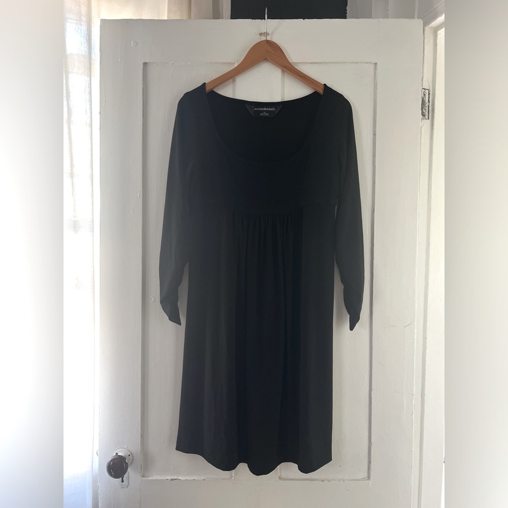 Norma Kamali NWOT Long Sleeve Black Jersey Knit Balletcore Mini Dress Size Large